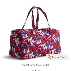 🎀 NWT Vera Bradley Large Travel Duffel Bag in Ultralight Bow Show Pattern